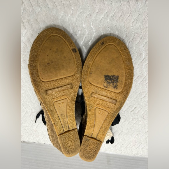 Burberry Women’s Size 37 US 6.5 Ankle Wrap Espadrilles Wedge Open Toe EUC - Picture 10 of 13